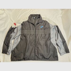 Reebok NFL Detroit Lions Windbreaker Jacket Gray Black Men’s 2XL SI